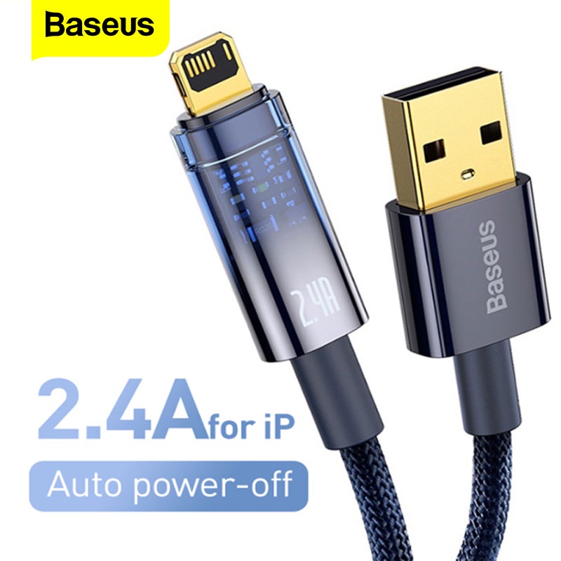 Baseus-Cable USB 2.4A de carga rápida para iPhone, Cable de