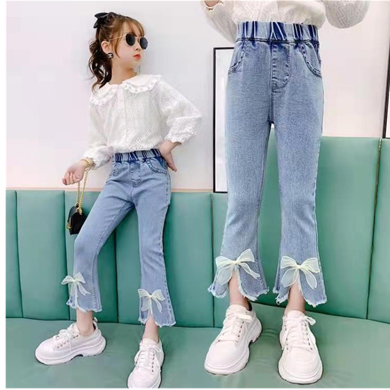 3 12 Anos Bebe Nina Pantalones Elasticos Recortados Sueltos Conejito Mariposa Decorar Moda Coreana 9 Puntos Acampanados Bellbottoms Shopee Chile