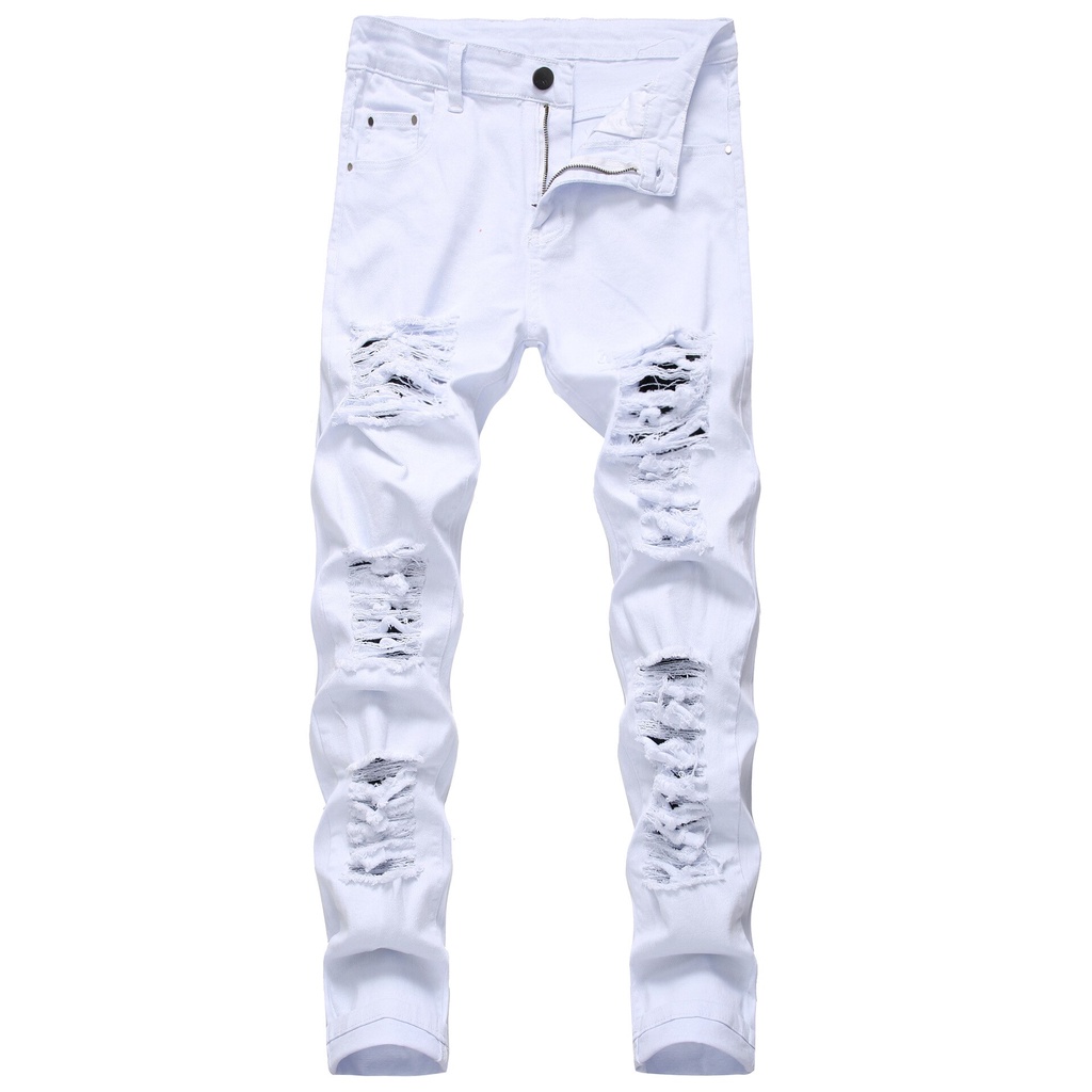 Pantalones blancos rotos para hombre sale