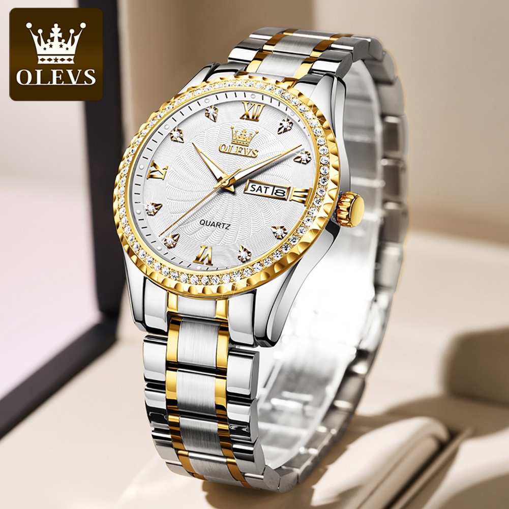 OLEVS Reloj automático de vestir para hombre, de lujo, con diamantes  mecánicos, correa de cuero, impermeable, luminoso, relojes de pulsera para  hombre