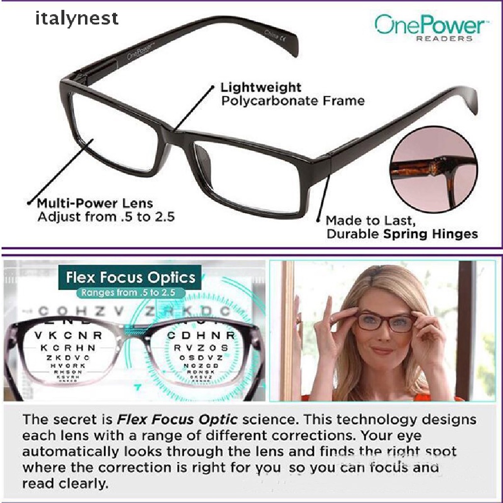 italynest One Power Readers Auto Adjusting Bifocal Reading Glasses +50 to  +250 Dual Focus | Shopee Chile