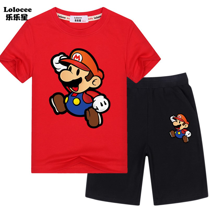 Ninos Super Mario Bros 2 Piezas Ropa Conjunto Verano Manga Corta Algodon Polera Y Pantalones Cortos 2pcs Deporte Shopee Chile