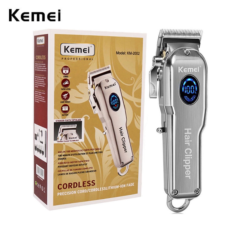 Kemei KM-i8s Potente Todo Metal Recargable Pantalla LCD Cortador De Pelo  Eléctrico Barba Trimmer Hombres Clipper Máquina