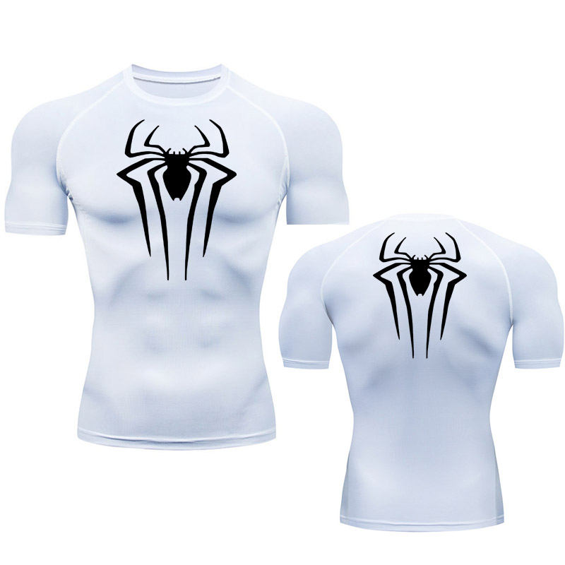 Spiderman Camisa De Compresión Hombres Corriendo Manga Corta Negro Gimnasio  Camiseta Deportes Top Secado Rápido Verano Casual Tops