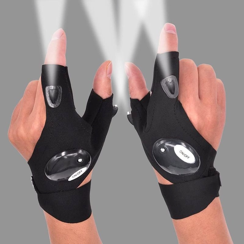 Guante de dedo con guantes de linterna de luz LED Equipo al aire libre  Rescate Pesca nocturna