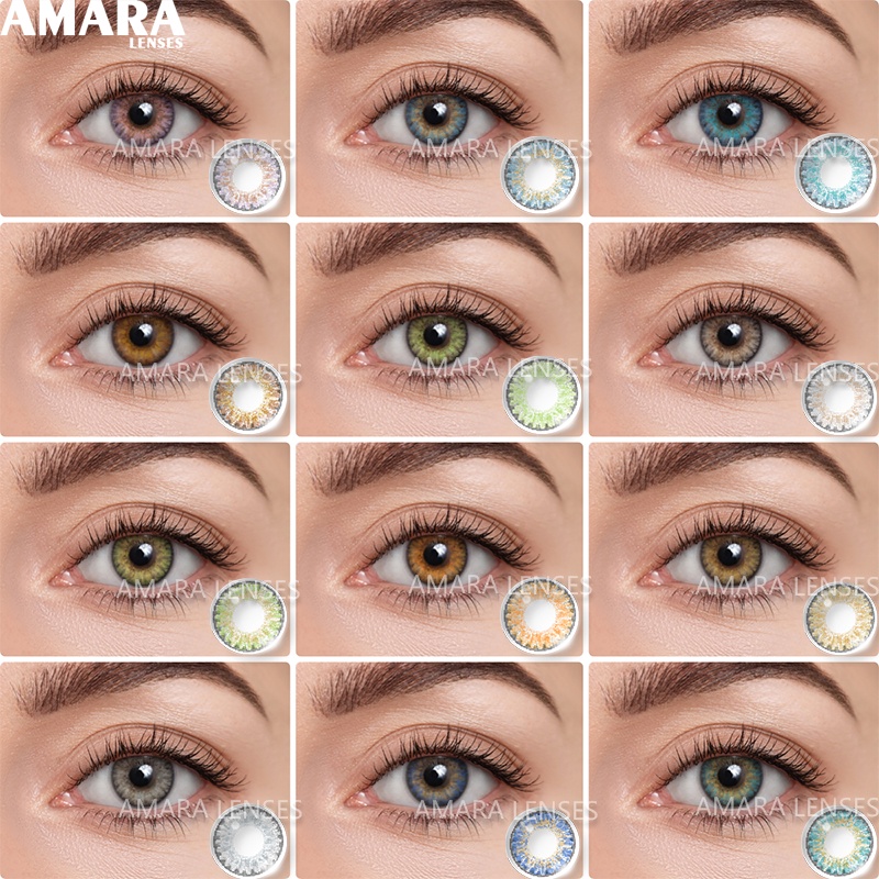 12 colores AMARA lente 1 par 3TONE serie Cosplay Anime lente de