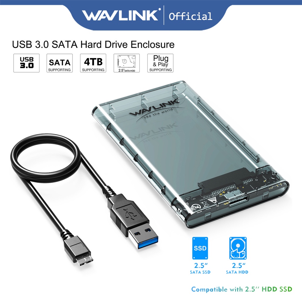 Caja de disco duro de 2.5 pulgadas, adaptador SATA a USB 3.0 sin  herramientas, compatible con UASP SATA III, optimizado para SSD/HDD de 2.5  pulgadas